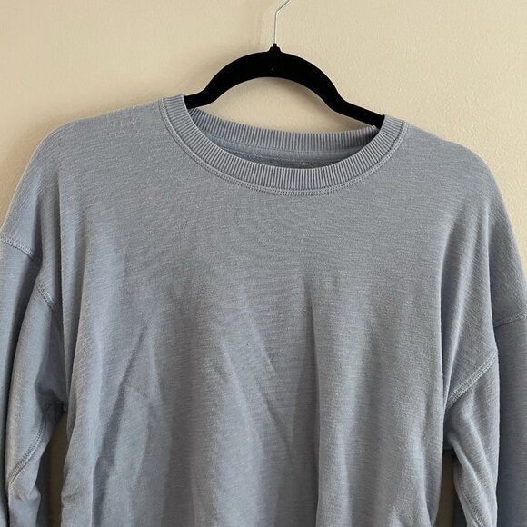 American Eagle Women XS Light Blue Soft Fleece Crew Neck Cinch-Waist Sweatshirt - Picture 7 of 12